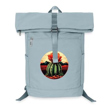 Wüstenkaktus mit roter Blüte im Kreis - Laptop-Rucksack  - Eisblau - Vorne