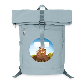 Autocollants scolaires autour de la famille des suricates sur rochers - Sac à dos ordinateur - bleu glacier - Devant