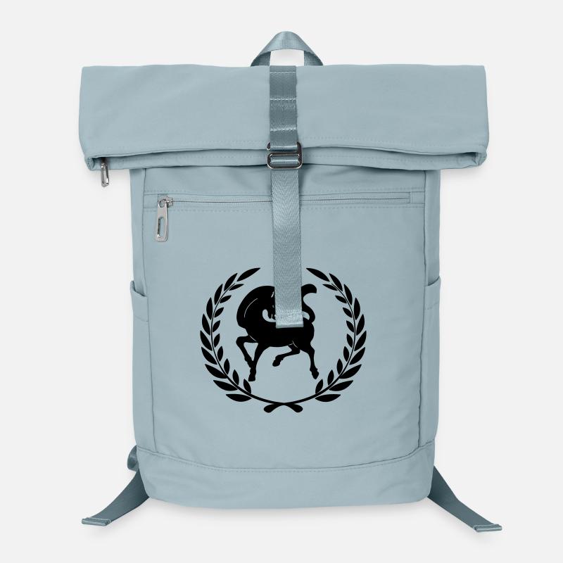 Schwarzes Pferd im Lorbeerkranz Laptop-Rucksack 