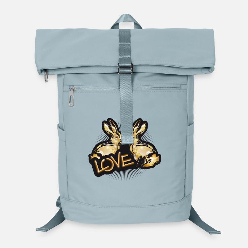 Deux lapins dorés colorés en chrome Sac à dos ordinateur