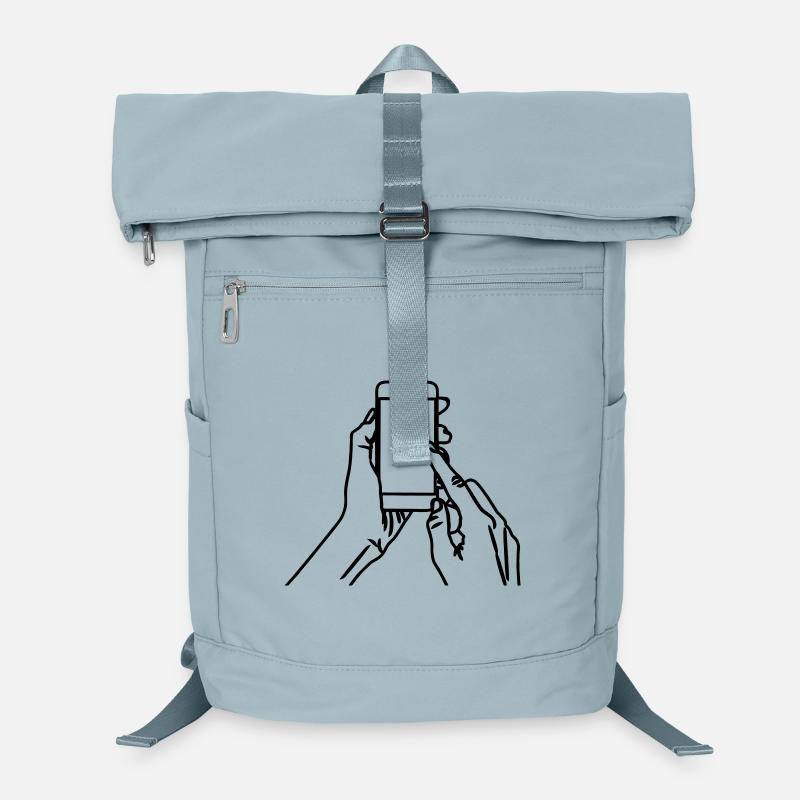 Smartphone in der Hand Laptop-Rucksack 