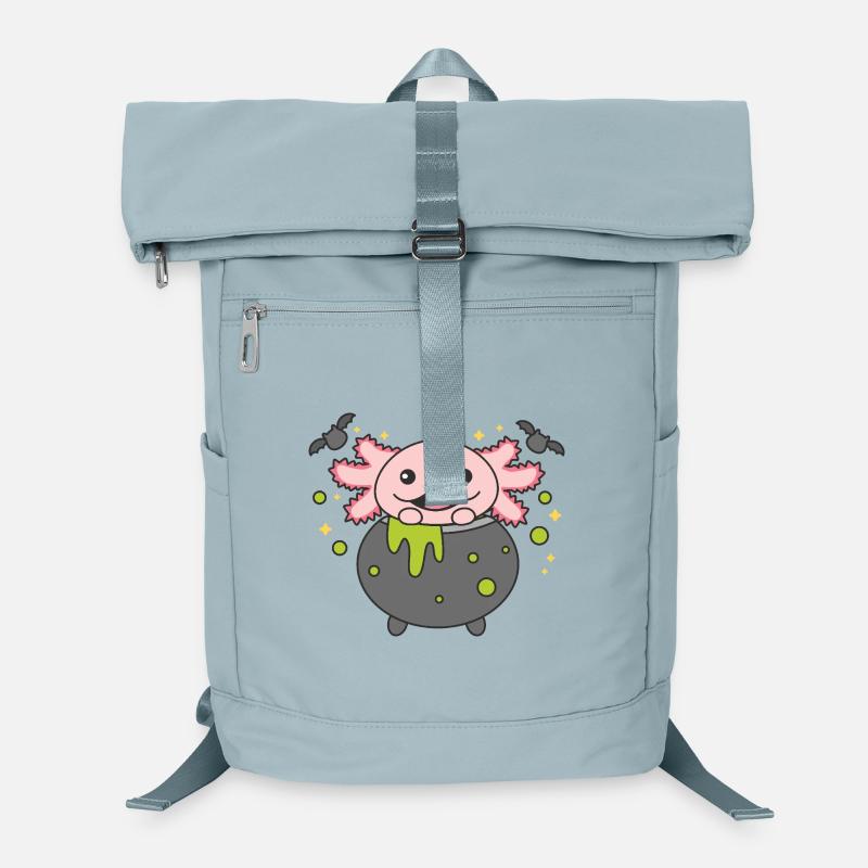 Axolotl Joyeux Halloween Chaudron de sorcière Chauve-souris - Sac à dos ordinateur - bleu glacier