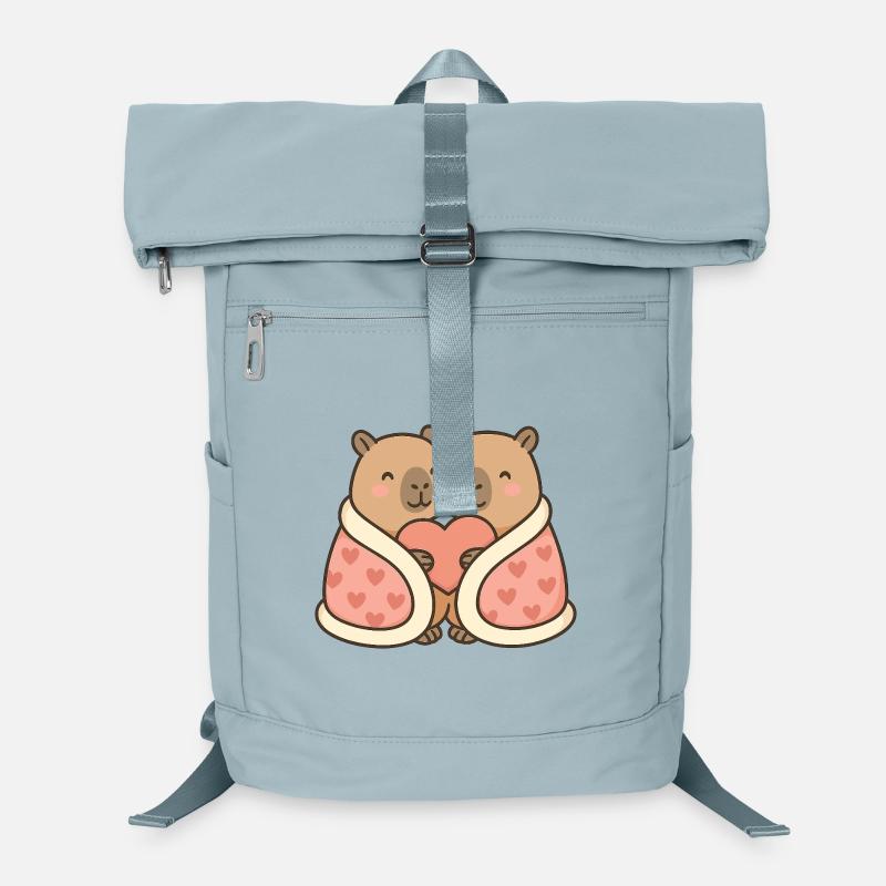 Capybara Couple Snuggled Up – Valentine's Motif Laptop Backpack