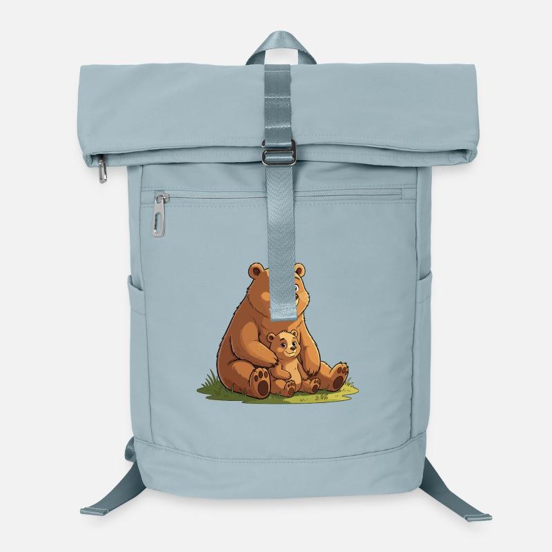 Douce maman ourse avec un petit Sac à dos ordinateur