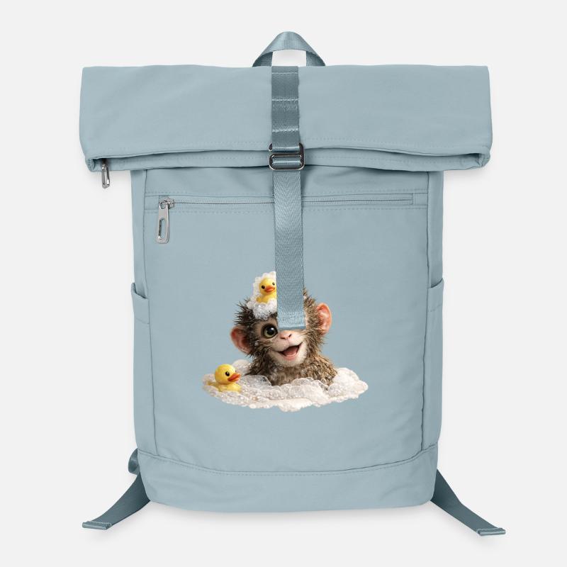 Bathing Time Monkey with Rubber Duck Laptop Backpack