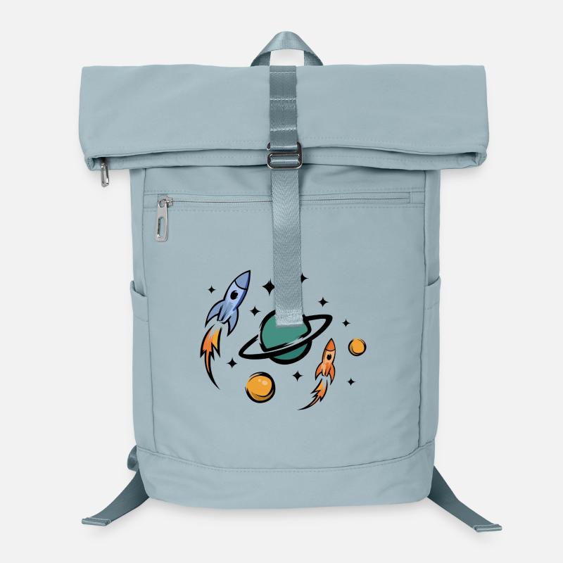 Retro Future Raketen & Planeten Collage Laptop-Rucksack 