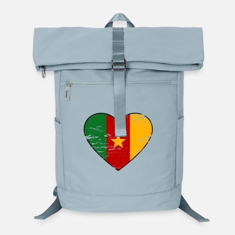 Cœur du drapeau du Cameroun Sac à dos ordinateur