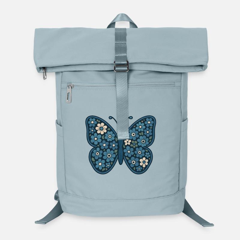 Motif de papillons floraux bleus Sac à dos ordinateur