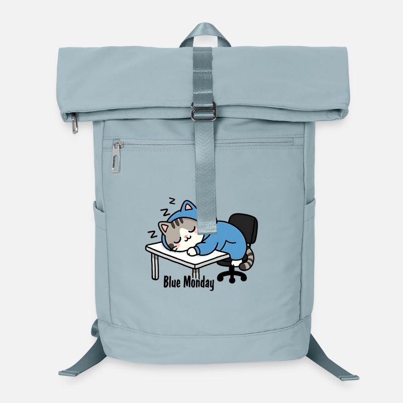 Sleeping cat at work, blue monday Laptop Backpack