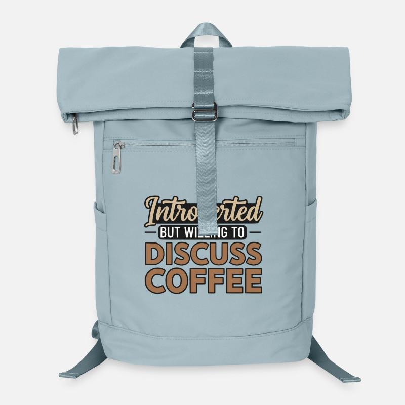 Introvertiert, aber bereit, über Kaffee zu sprechen - Laptop-Rucksack  - Eisblau