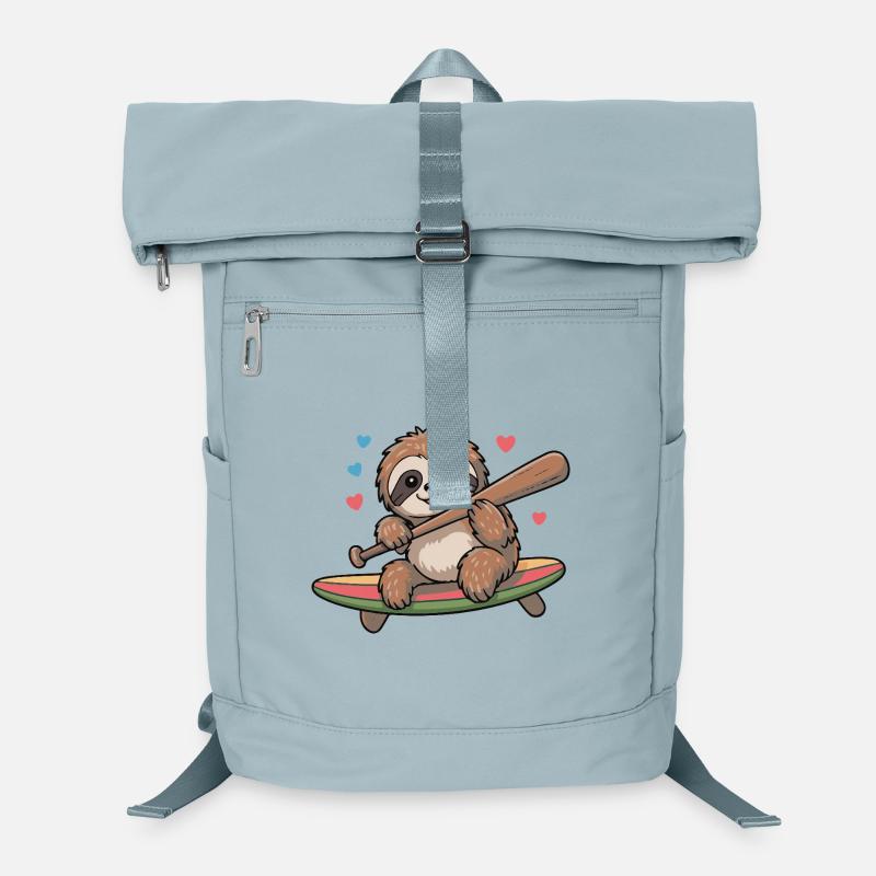 Faultier auf Surfbrett-Herzen Laptop-Rucksack 