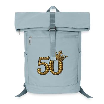 Golden 50 with Crown – Noble Birthday Motif - Laptop Backpack - ice blue - Front
