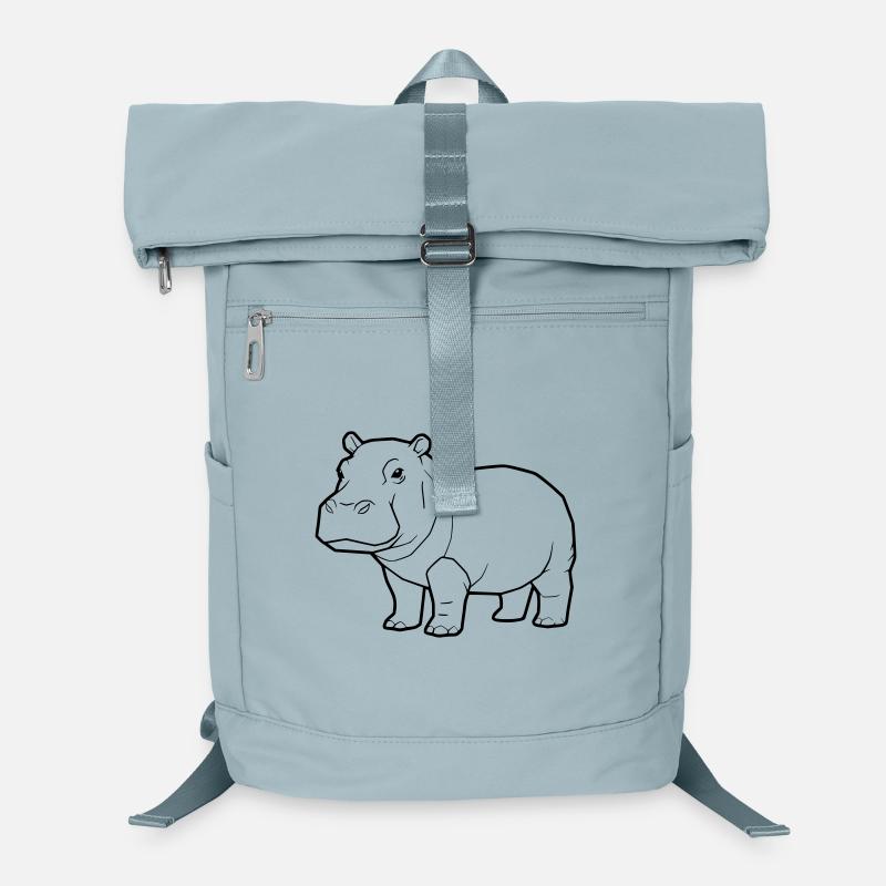 Realistic Hippopotamus Drawing Outline Laptop Backpack