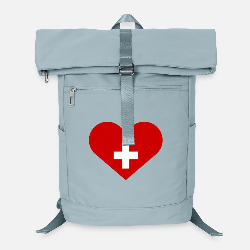 Drapeau suisse avec cœur Sac à dos ordinateur