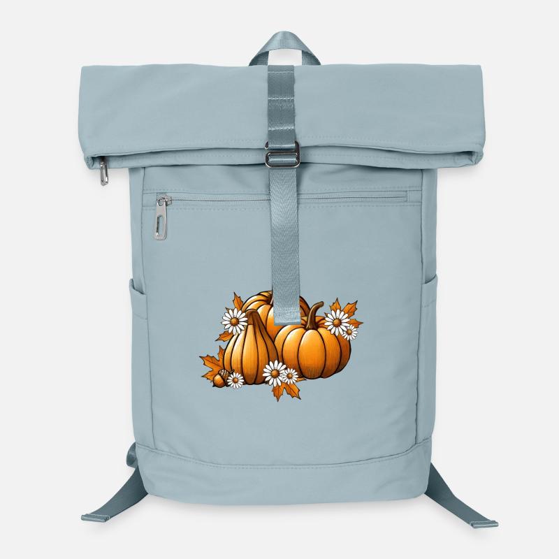 Herbst Kürbisse mit Blumen & Laub in warmen Farben Laptop-Rucksack 
