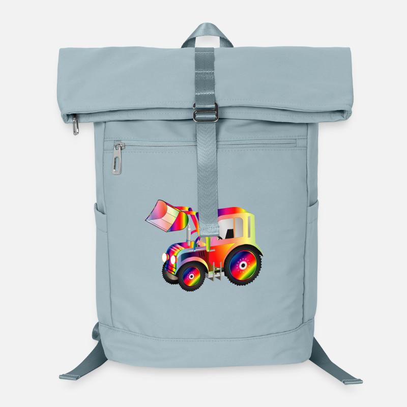 Tractor front loader in bright rainbow colors Laptop Backpack