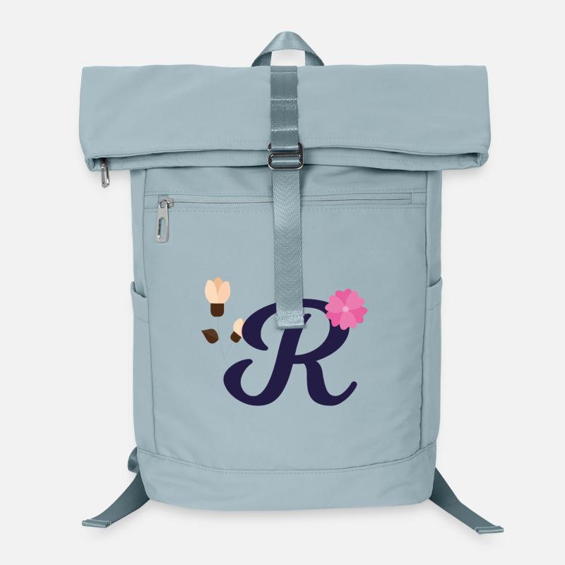 Elégante lettre 'R' avec des fleurs Sac à dos ordinateur