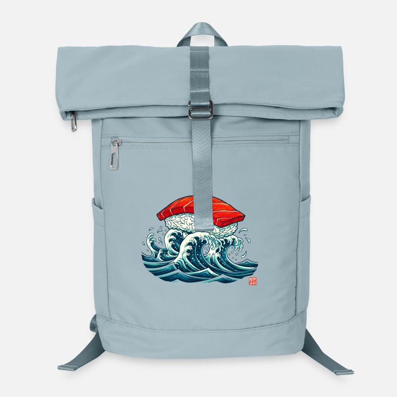 Sushi Nigiri on Ocean Wave Art Laptop Backpack