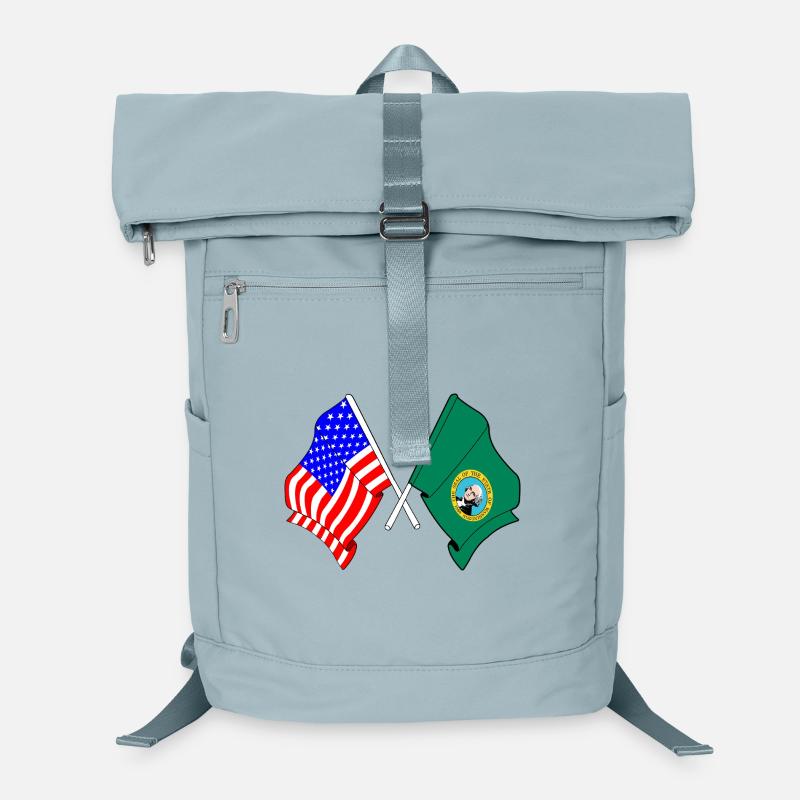 Drapeau des États-Unis et de l’État de Washington croisé Sac à dos ordinateur