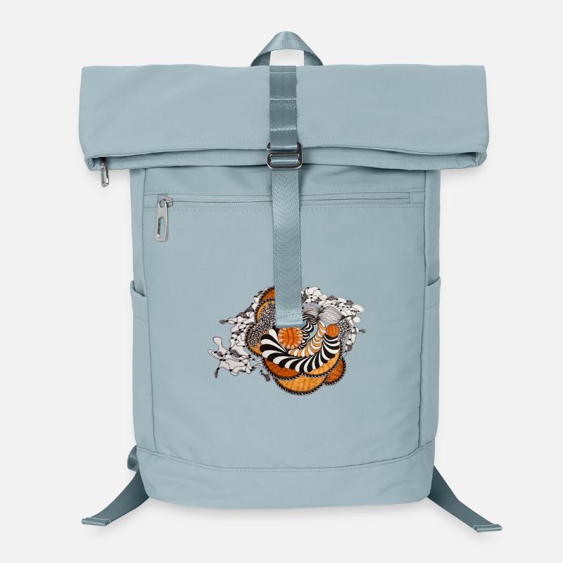 Orange Spiral Black and White Pattern Laptop Backpack