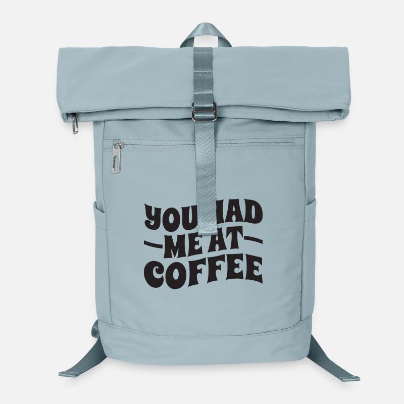 Tu m’as eu au café - Typographie - Sac à dos ordinateur - bleu glacier