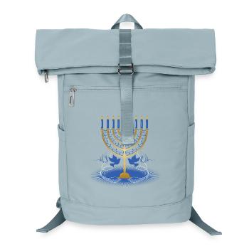 gold-colored Hanukkah candlestick with two doves - Laptop Backpack - ice blue - Front