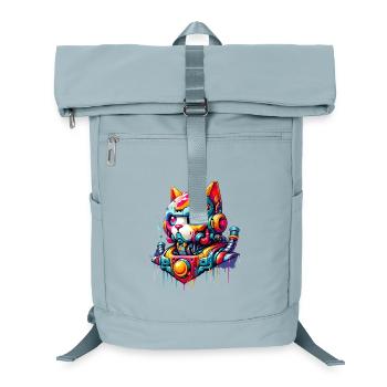 Katze gestaltet als Roboter im Comic Graffiti Stil - Laptop-Rucksack  - Eisblau - Vorne