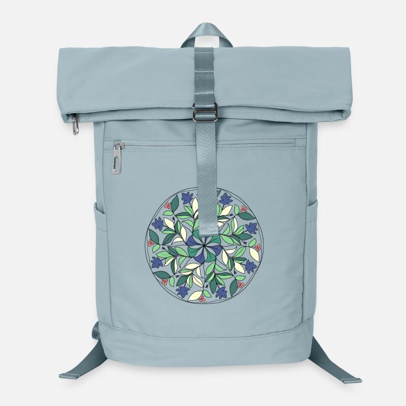 Feuilles de mandala dans la nuit verte Sac à dos ordinateur