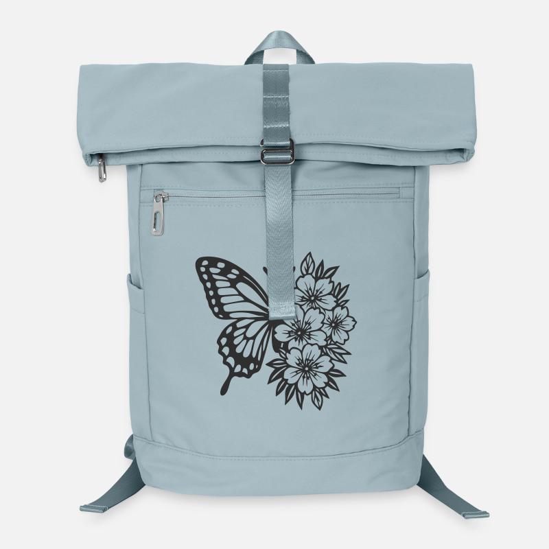 Elegante Komposition aus Schmetterling und Blumen Laptop-Rucksack 