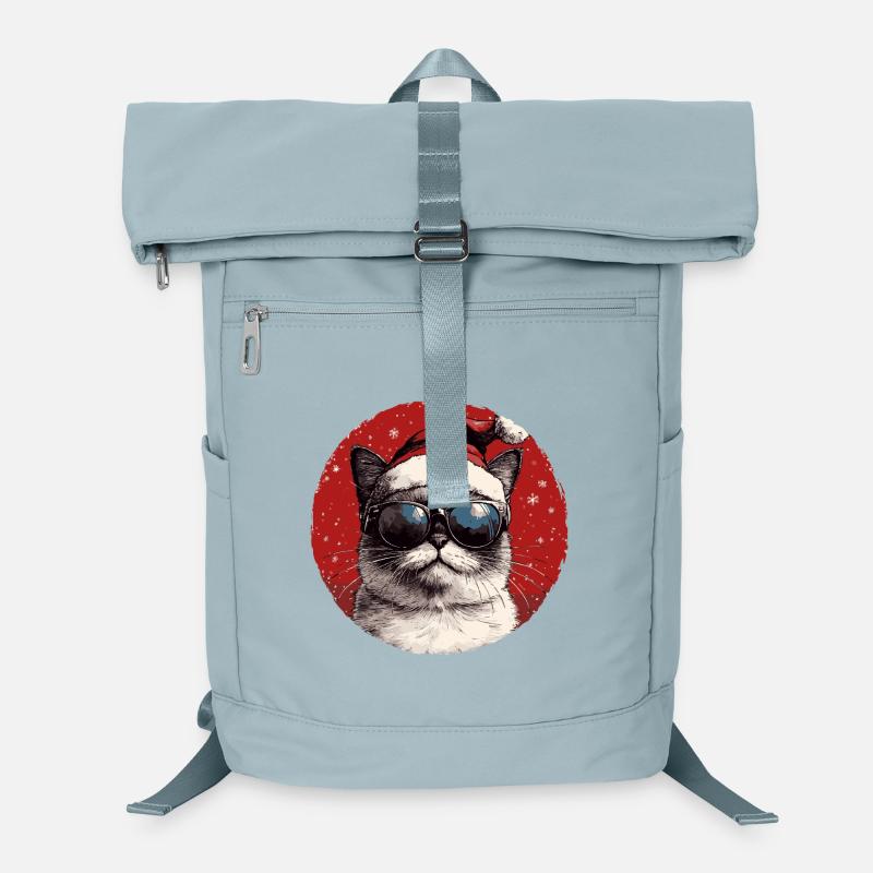 Chat Père Noël avec des lunettes de soleil Sac à dos ordinateur