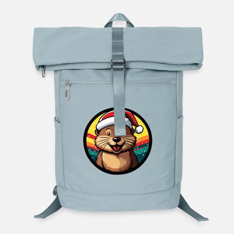 Winter otter in Santa hat Laptop Backpack