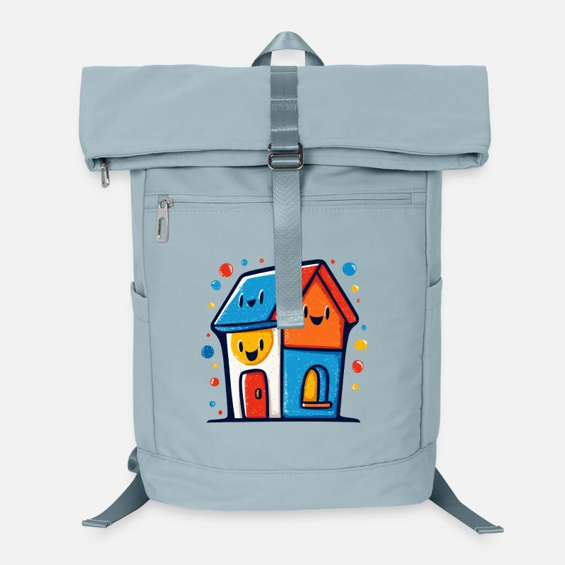 Colorful house trio with smiling faces Laptop Backpack