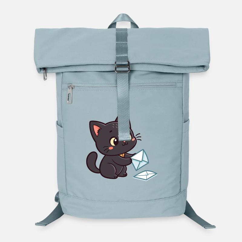 Kawaii Schwarze Katze und Umschläge Laptop-Rucksack 