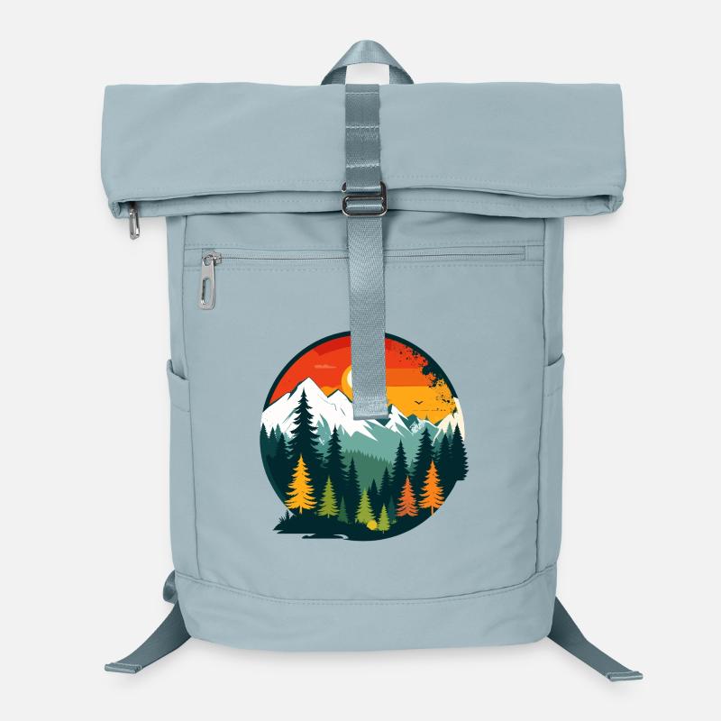 Mountains Forest Mountains Panoramic View Nature Circle Motif Laptop Backpack