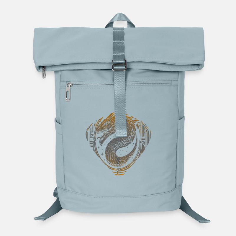 Celestial Dragon Serpent – Kosmisches Gold & Silber Laptop-Rucksack 