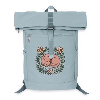 Sleeping dog in flower circle - Laptop Backpack - ice blue - Front