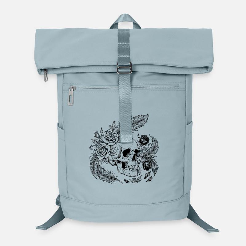 Gotische Blumen-Skull-Rose-Hemd Laptop-Rucksack 