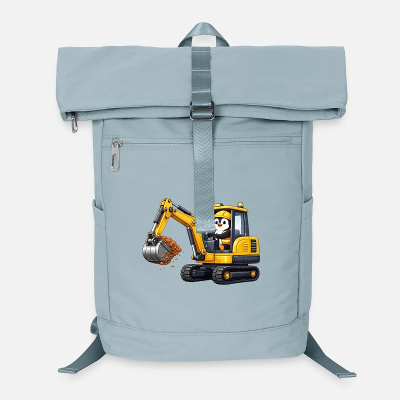 Süßer Pinguin Baggerfahrer Bauarbeiter Cartoon Laptop-Rucksack 