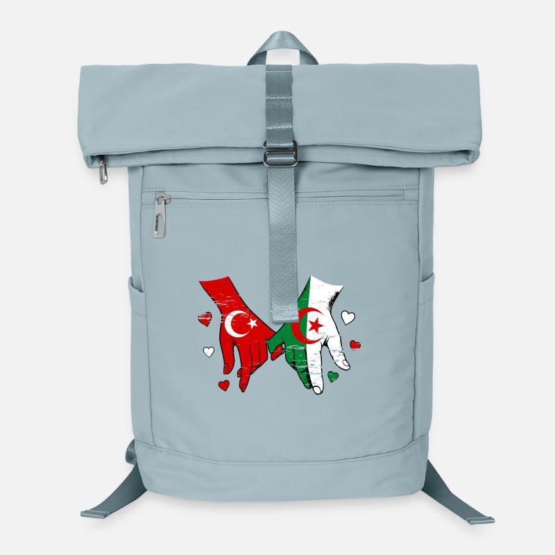 Turkey Algeria Flag Hand Holding Used Laptop Backpack