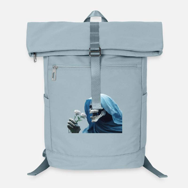 White Rose for the Reaper Skull Skull Cloak Laptop Backpack