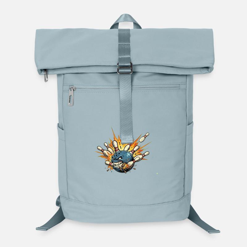 Wütender Bowlingball trifft Pins - Kegelshirt Laptop-Rucksack 