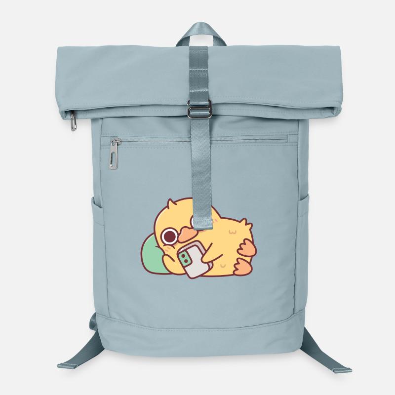 Cute Duck Chilling With Handphone Laptop Backpack