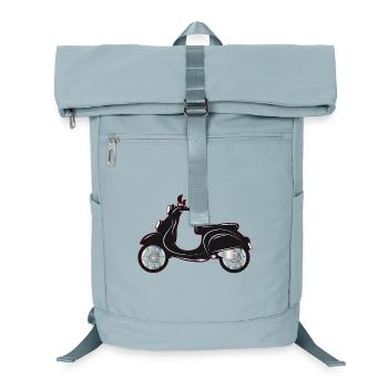 Ein schwarzer Motorroller mit farbigem Rand - Laptop-Rucksack  - Eisblau - Vorne