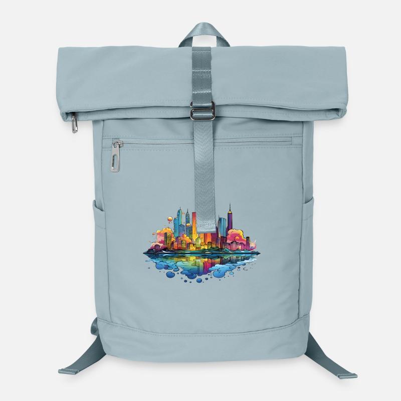 Colorful Skyline Reflection Laptop Backpack