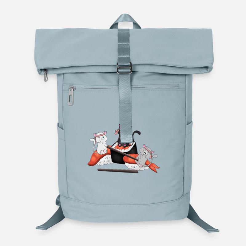 Chats kawaïens mangeant des sushis - Anime japonais mignon Sac à dos ordinateur