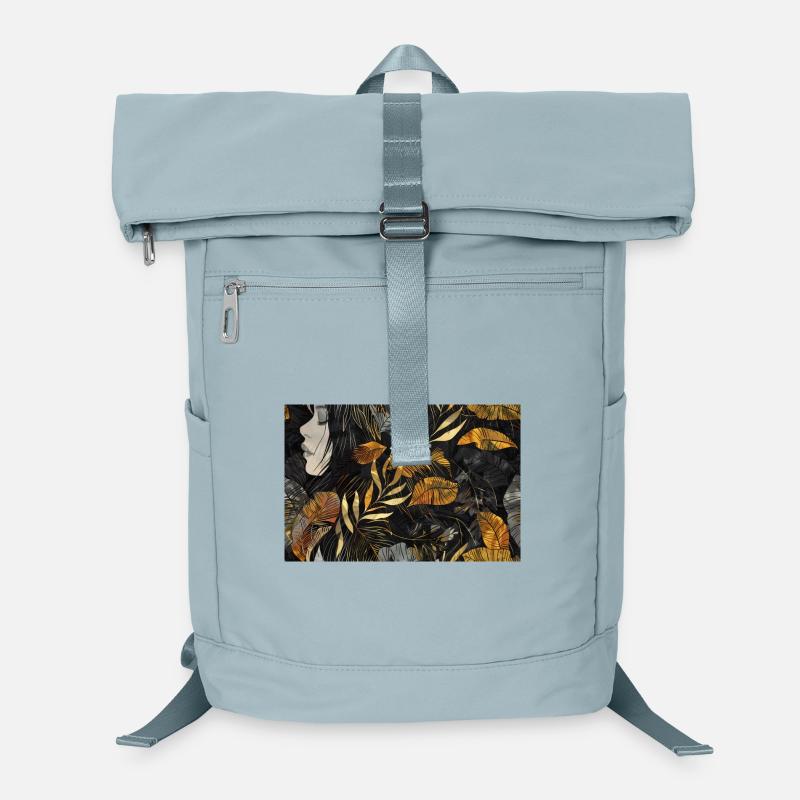 Silhouette tropicale en or noir Sac à dos ordinateur