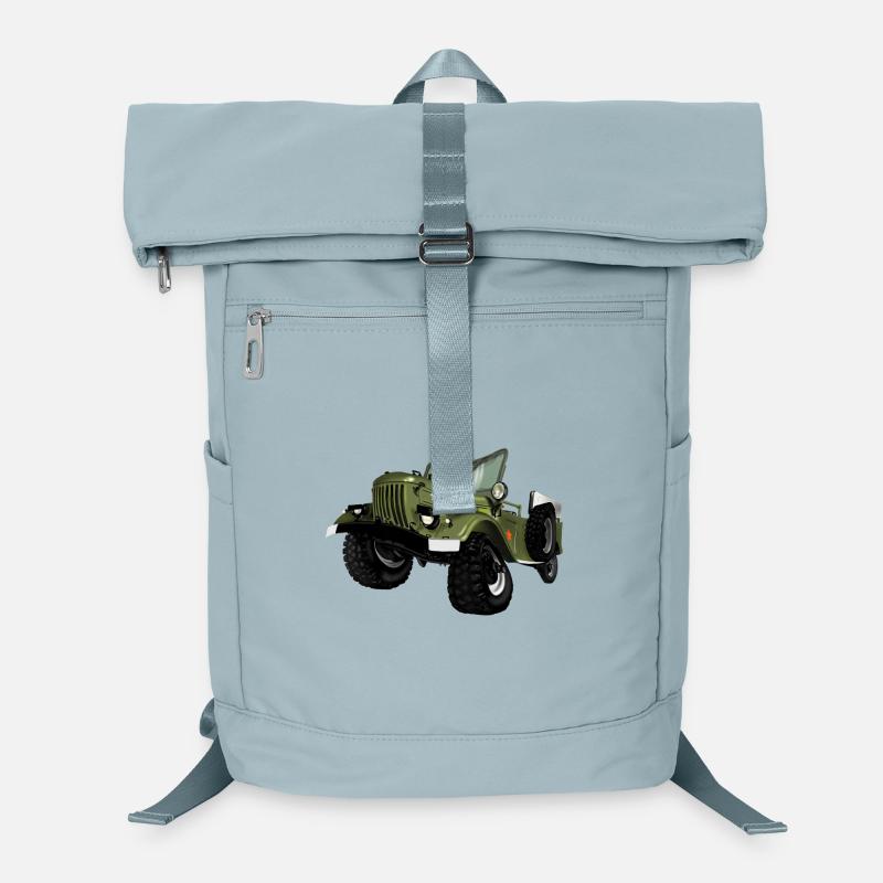 Impression de voiture tout-terrain vert olive Sac à dos ordinateur