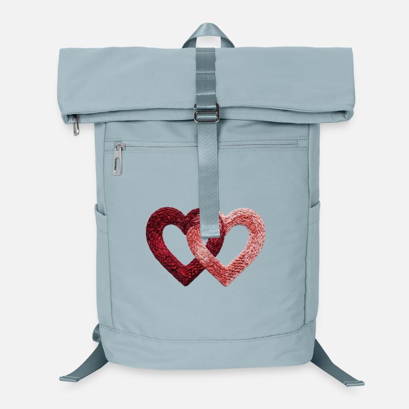 Two Valentine's Day Hearts Embroidered Look (Printed) Laptop Backpack