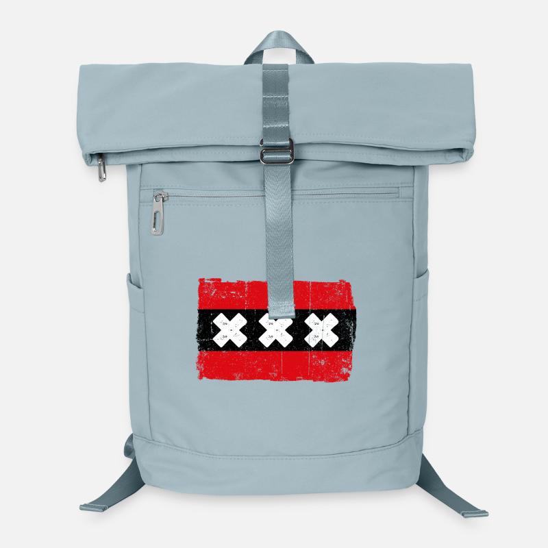 Drapeau à rayures rouges avec X blanc Sac à dos ordinateur