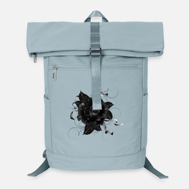 schwarze Gothic Rose mit dunklen Bändern Laptop-Rucksack 